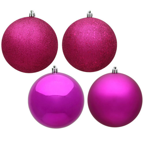 Vickerman N591070A 4" Fuchsia Ball 4 Finish Asst 12/Bx