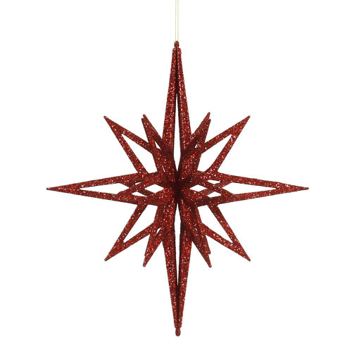 Vickerman M148303 - 16 inch Red Glitter Star Christmas Ornament