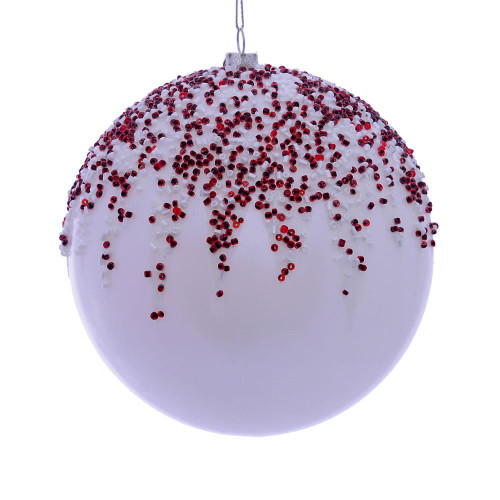 Vickerman MC190611 4.75" White Beaded Candy Ornament 2/Box