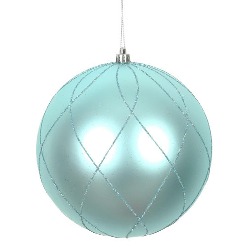  Vickerman N170632D 4" Baby Blue Matt Glitt Swirl Ball 4/Bx 