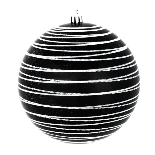 Vickerman N187617D - 4 inch Black Candy Glitter Ball Christmas Ornament - 4 Pack