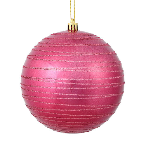 Vickerman N187645D - 4 inch Mauve Candy Glitter Ball Christmas Ornament - 4 Pack