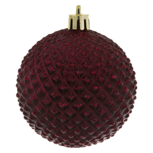  Vickerman N188419D 2.75" Wine Durian Glitter Ball 12/Bag 