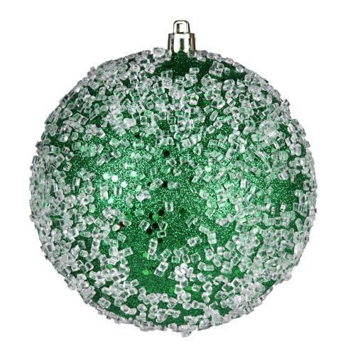  Vickerman N190104D 4" Green Glitter Hail Ball 6/Bag 