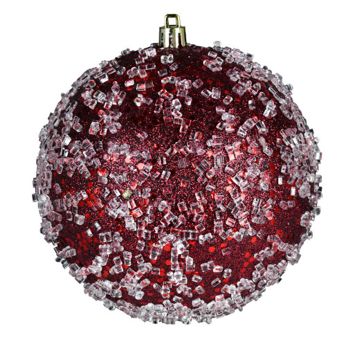 Vickerman N190219D 4.75" Wine Glitter Hail Ball 4/Bag