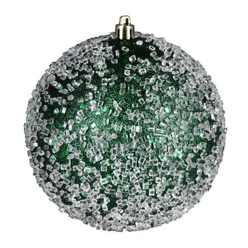  Vickerman N190224D 4.75" Emerald Glitter Hail Ball 4/Bag 