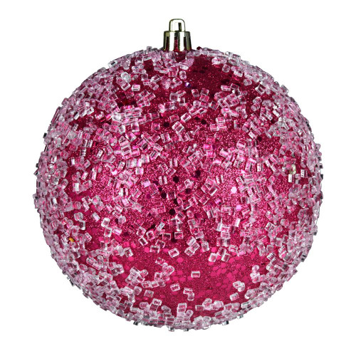  Vickerman N190270D 4.75" Fuchsia Glitter Hail Ball 4/Bag 