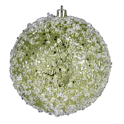 Vickerman N190273D 4.75" Lime Glitter Hail Ball 4/Bag
