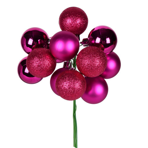  Vickerman N192570 12" Fuchsia Ball Ornament Pick 4/Bg 