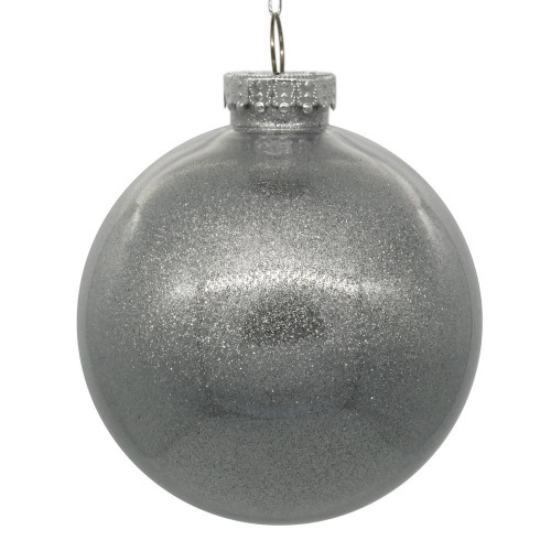 Vickerman N211007 4" Silver Glitter Clear Ball 6/bag
