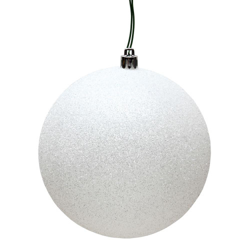  Vickerman N591511DG 6" White Glitter Ball Drilled 4/Bag 