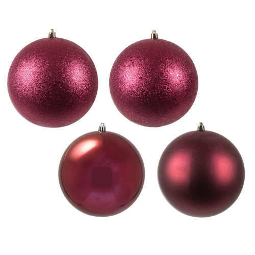  Vickerman N591521BX 6" Berry Red 4 Finish Ball Orn 4/Box 