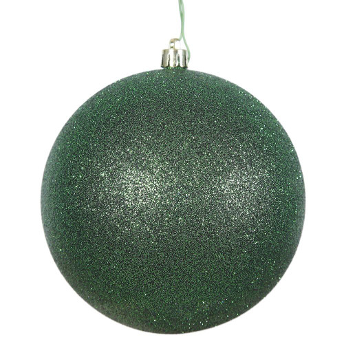  Vickerman N591524DG 6" Emerald Glitter Ball Drilled 4/Bag 