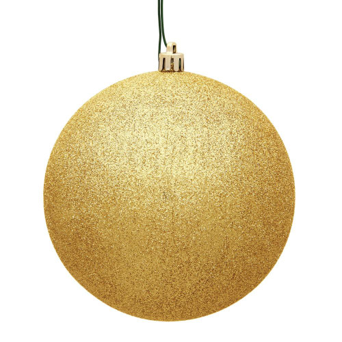  Vickerman N591537DG 6" Honey Gold Glitter Ball Drilled 4/Bag 
