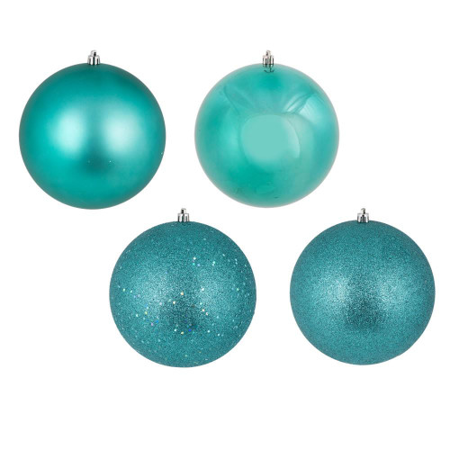 Vickerman N591542DA 6" Teal 4 Finish Orn Asst 4/Bag 