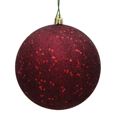 Vickerman N591565DQ 6" Burgundy Sequin Ball Drilled 4/Bag