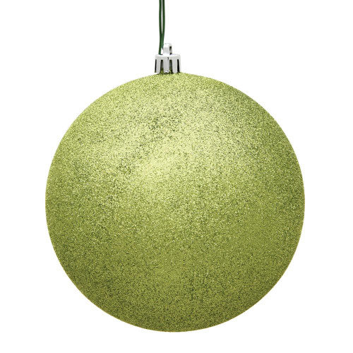  Vickerman N591573DG 6" Lime Glitter Ball Drilled 4/Bag 