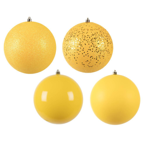  Vickerman N591578BX 6" Yellow Ball 4-Finish Asst 4/Box 
