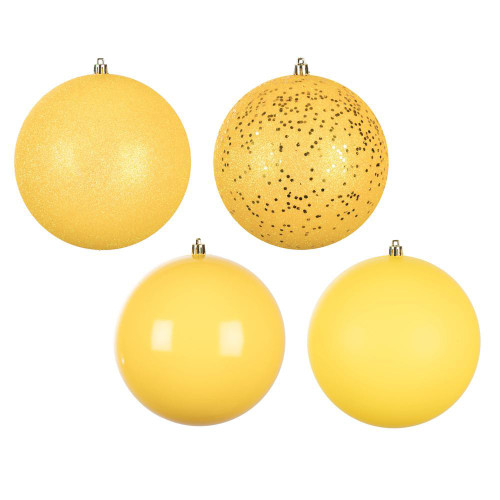  Vickerman N591578DA 6" Yellow Ball 4-Finish Asst 4/Bag 
