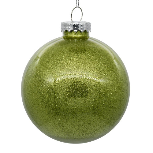  Vickerman N211073 4" Lime Glitter Clear Ball 6/bag 