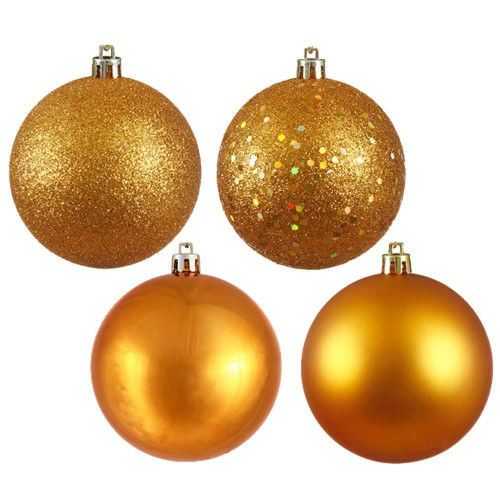 Vickerman N592530DA 10" Ant Gold 4Fin Ball Asst Drilled 4/Bg