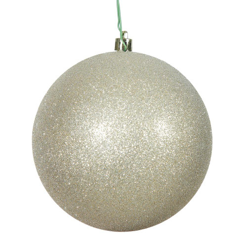Vickerman N592538DG 10" Champagne Glitter Ball Drilled Cap
