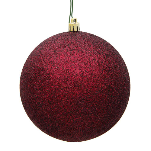  Vickerman N592565DG 10" Burgundy Glitter Ball Drilled Cap 