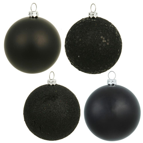 Vickerman N593017DA 12" Black 4 Fin Ball Asst Drilled 4/Bg