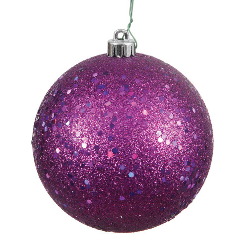 Vickerman N593026DQ 12" Plum Sequin Ball Drilled Cap