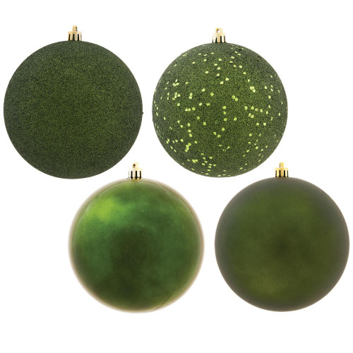 Vickerman N593064DA 12" Moss Green Ball 4 Finish Asst 4/Bag