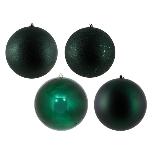 Vickerman N593074DA - 12 inch Midnight Green 4-Finish Ball Christmas Ornament - 4 Pack