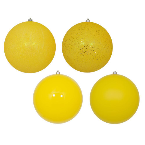 Vickerman N593078DA 12" Yellow Ball 4-Finish Asst 4/Bag