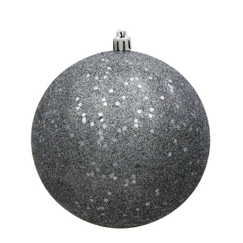 Vickerman N593087DQ 12" Pewter Sequin Ball Drilled Cap