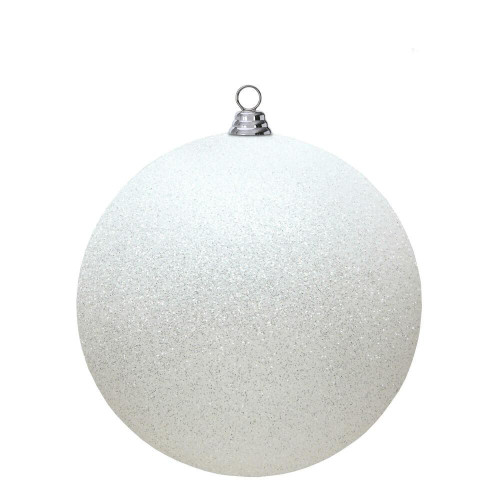 Vickerman N594011DG - 15.75 inch White Glitter Ball Christmas Ornament