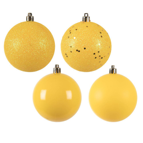 Vickerman N595478A 1.6" Yellow Ball 4 Finish Asst 96/Bx