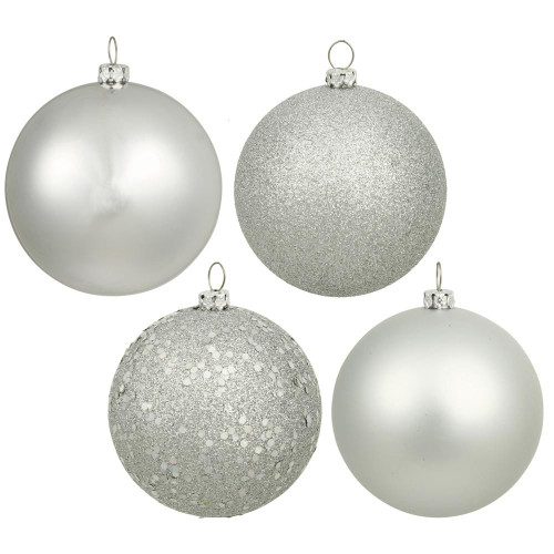 Vickerman N596007A 2.4" Silver 4 Finish Orn Asst 60/Box