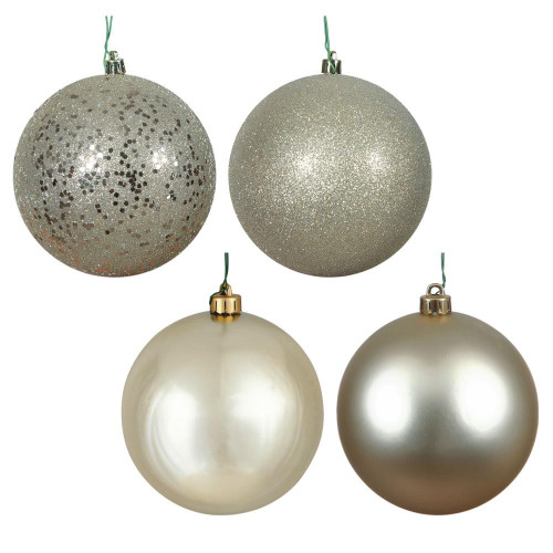 Vickerman N591238A 4.75" Champagne 4 Finish Ball Asst 4/Box