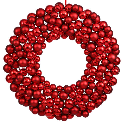 Vickerman N114403 - 22" Red Colored Ball Wreath