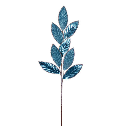 Vickerman RG220732 - 27.5 in. Baby Blue Metallic Leaf Glitter Artificial Spray