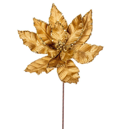  Vickerman RG221308 24" Gold Velvet Poinsettia Spray 