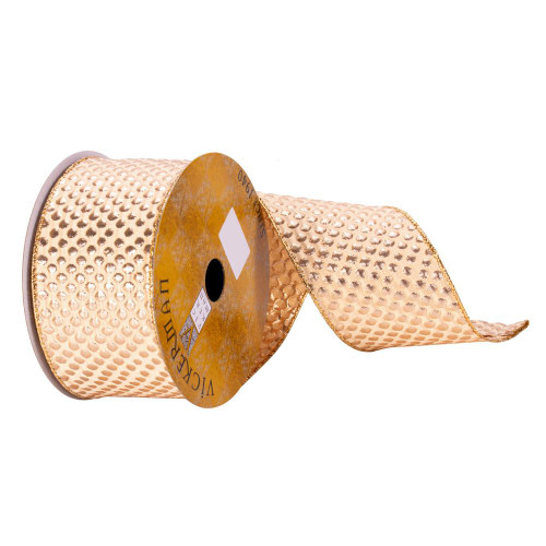 Vickerman Q214661 - Champagne Spots Wired Decorative Ribbon - 2.5" x 10 Yards