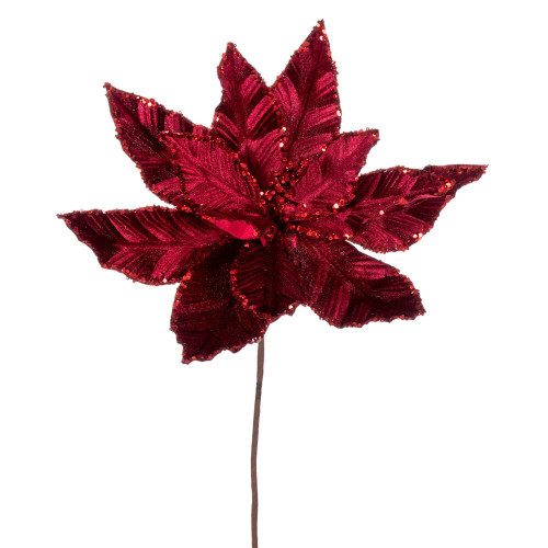 Vickerman RG221365 - 24 in. Burgundy Velvet Poinsettia Artificial Spray