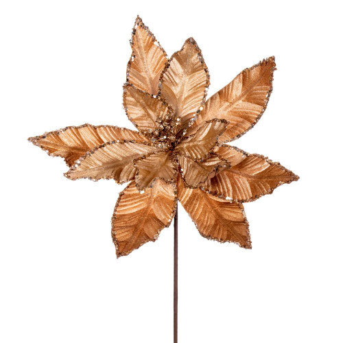  Vickerman RG221376 24" Mocha Velvet Poinsettia Spray 