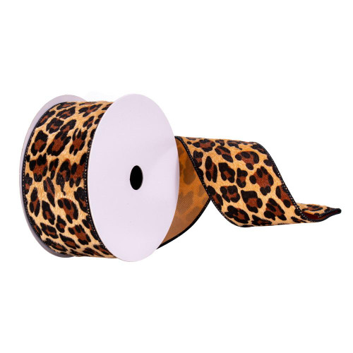  Vickerman Q215037 2.5"x10yd Tan Leopard Print Ribbon 