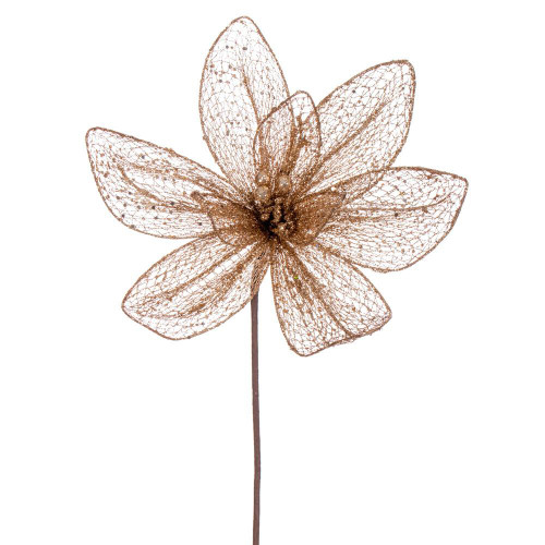 Vickerman RG221958 - 24 in. Rose Gold Mesh Glitter Sequin Poinsettia Artificial Spray