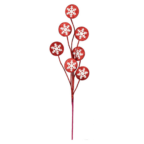 Vickerman QG205020 - 20 in. Red/White Snowflake Artificial Spray - 6 Pack