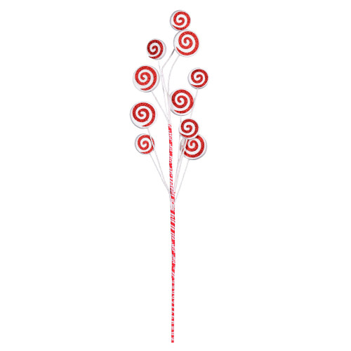 Vickerman QG205025 - 20 in. Red/White Swirl Artificial Spray - 6 Pack