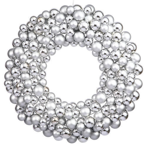 Vickerman N114407 – 22" Silver Shiny & Matte Ball Wreath