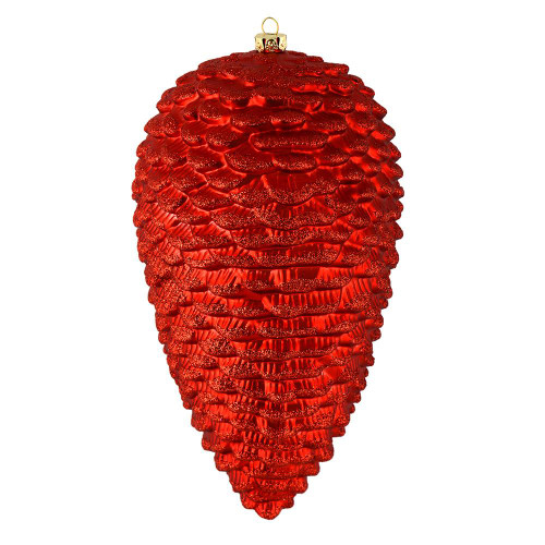 Vickerman N187203D - 7 inch Red Glitter Pinecone Christmas Ornament - 4 Pack