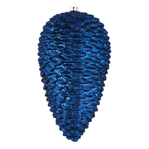 Vickerman N187231D - 7 inch Midnight Blue Glitter Pinecone Christmas Ornament - 4 Pack